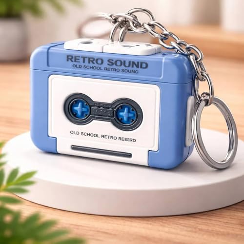 Image of Mini Retro Cassette Tape Voice Recorder Keychain