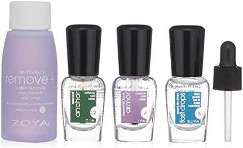ZOYA Mini Color Lock System Manicure Kit, 4-Piece Long-Wear Nail Polish System with Remove+, Anchor Base Coat, Armor Top Coat & Fast Drops, BIG5Free Vegan