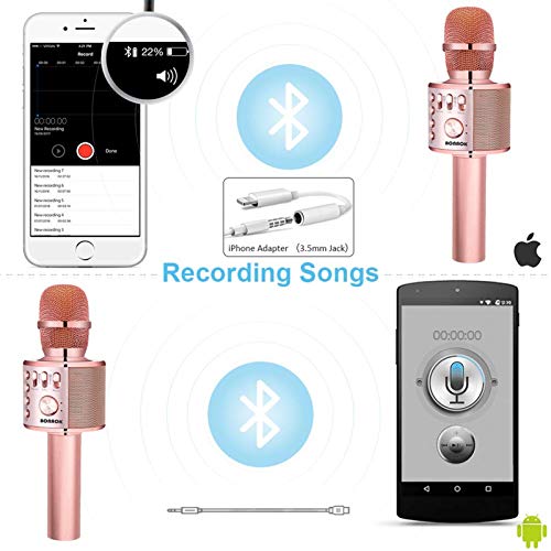 Bonaok Wireless Bluetooth Karaoke Microphone, 3-In-1 Portable Handheld Mic Speaker Machine For All Smartphones,Gifts To Girls Kids Adults All Age Q37(Champagne) #TOP5