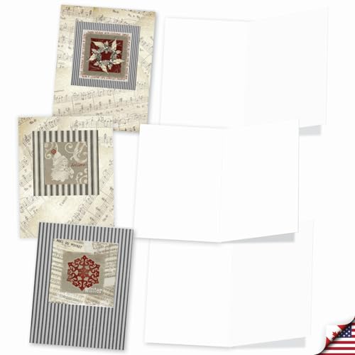 Image of The Best Card Company - 10 Blank Merry Christmas Note Cards for Men and Women (4 x 5.12 Inch) - Boxed Holiday Notecards with Envelopes - Christmas Canvas M6658XSB