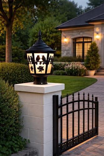 Image of Premium 2019 Bird & Rose Cut Design Outdoor Waterproof Decorative Gate Light for Villa Entrance Gate /Post Light for Home Entrance, Driveway & Landscape Decor(Pack of 2)
