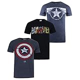 Marvel Herren Character Logo Pack F T-Shirt, Multi, L (3er