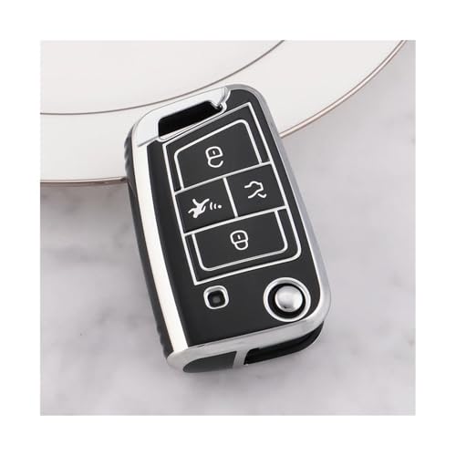 Coque TPU pour clé VW Golf 7 et Tiguan anti-choc étui de protection noir 4 boutons Skoda