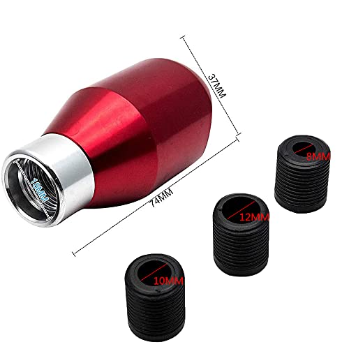SAILINE Shifter Adapter Universal 5 Speed Manual Metal Chrome Gear Shift Knob Lever Stick Pen Handle Head Car Styling Accessories Racing Style (Black) (red)