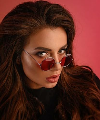 SORVNIO Round Retro Sunglasses Men Women Vintage Small Circle Red Black Hippie Style Sun Glasses3