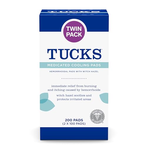 Image of TUCKS Medicated Cooling Pads, 200 Count - Witch Hazel Pads for Sensitive Areas, Cleanse and Protect from Irritation