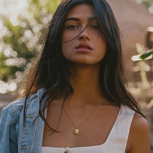 Image of Gold Silver Necklace for Women, Dainty Cubic Zirconia Pendant