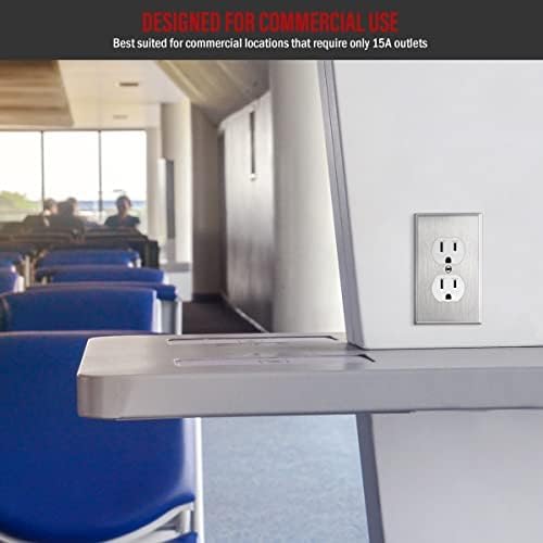 Miniatura 6 de ENERLITES Tomas de receptáculo dúplex, resistentes a manipulaciones, grado comercial, 15 A 125 V, autoconexión a tierra, 2 polos, 3 cables, 5-15R,