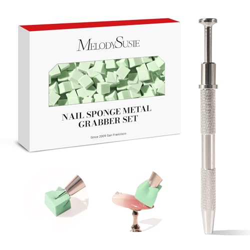 Image of MelodySusie 100Pcs Soft Nail Sponges for Ombre, Nail Art Sponges with Grabbing Pen, Blooming Nails, Gradient Nail, Manicure Nail Art Tools, Professional Accessories for Home and Salon Use, Green