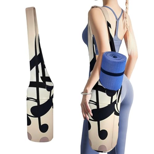 Sac de tapis de yoga imprimé musique en toile durable avec poche bouteille