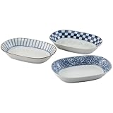 西海陶器 「 藍屋 」 長角鉢 3点セット 食器セット 深皿 中鉢 幅約24×奥行16.5×高さ4cm 容量約750ml 電子レンジ 食洗機対応 日本製
