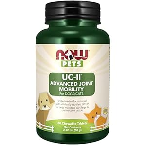 NOW Pets, UC-II® Advanced Joint Mobility for Dogs and Cats, Veterinarian formulated, Help Maintain Cartilage and Connective Tissue*, 60 Chewable Tablets (60 Grams)