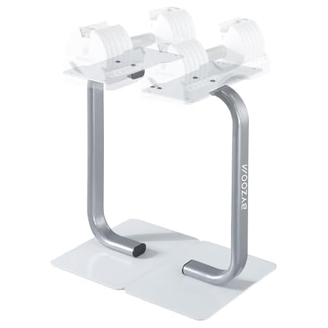 BYZOOM FITNESS Adjustable Dumbbell Stand Rack Holder Weight Training Fitness Exercise for Home Gym Woman Beginner White Cover