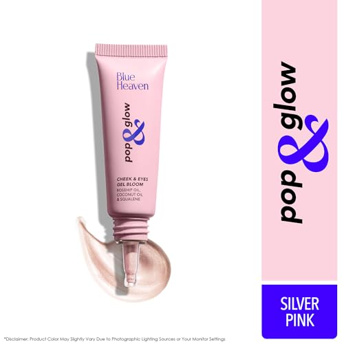 Image of Blue Heaven Pop & Glow Eye & Cheek tint Highlighter for face makeup, Enriched with Rosehip and Coconut oil, Silver Pink, 12ml