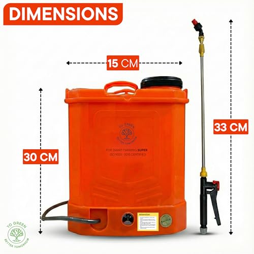 Image of Yo Green Electric Operated 20 Litre Knapsack Sprayer 12V 12Ah Double Motor Pump High Pressure 20 Feet Spray Range Rechargeable Agricultural Spray Pump for Gardening & Sanitization (20 Liter -Orange)