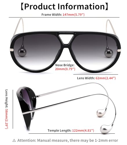 FEISEDY Oversized Aviator Sunglasses With Earring Design for Women Large Big Frame Luxury Designer Shades for Ladies B02964