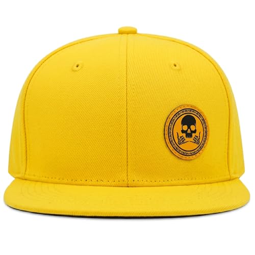 Image of Flat Brim Hats for Men - Gothic Style Skull Hat Leather Pattern - Hip-Hop Snapback Hat Skeleton Hats for Men