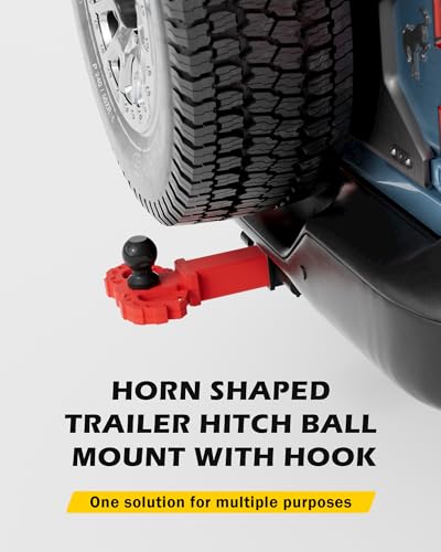 Image of Towing Hitch Step for 2 inch Receivers, Trailer Hitch with 2-Inch Ball Hitch and Trailer Hitch Pin, Drop Forged Steel Truck Hitch Step, 14 Ton (30000 Lbs) Max Break Strength Tow Hitch Receiver, Red