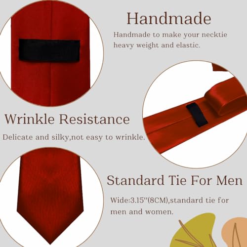 Image of WOXVM Men's Ties Classic Solid Satin Tie Pure Color 3.15 inch Mens Necktie, Premium Formal Black Ties For Men Business & Wedding