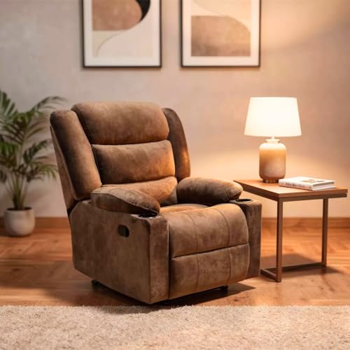 Image of The Couch Cell | Royale Manual Recliner Chair | Light Grey Velvet Breathable Upholstery | Single Seater Comfortable Recliner Sofa for Living Room Bedroom Home Seating