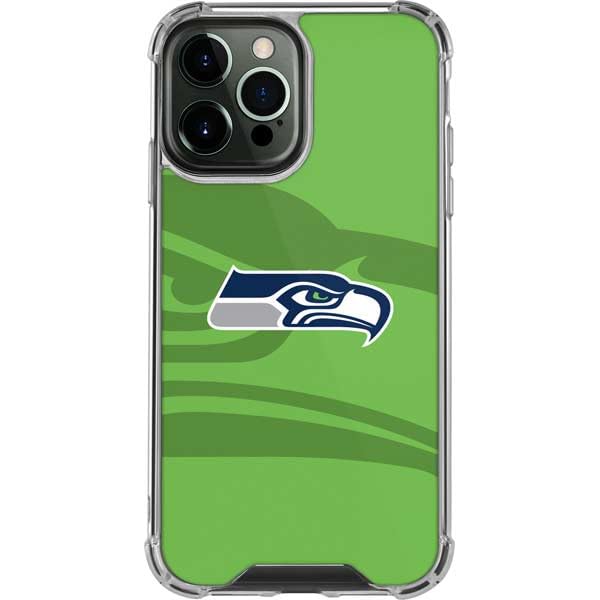 Skinit Clear Phone Case Compatible with iPhone 13 Pro Max - Officially Licensed NFL Seattle Seahawks Double Vision Design