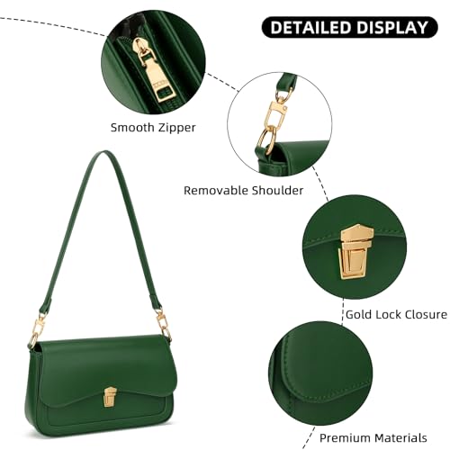 Image of KKXIU Small Shoulder Bag for Women Cute Hobo Handbags Mini Clutch Purses | Classic Trendy Retro Underarm Crossbody Bag with Detachable Straps, Zipper Closure