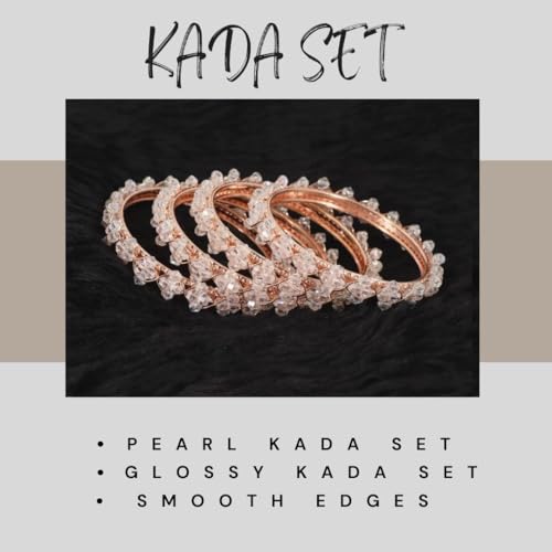 Image of NMII Stylish Pearls Beads Bangles Set For Women & Girls | Women's Bangles Bracelet | Metal Bangles Kada Set For Wedding, Party, Festival, Daily | Women's Fashion Jewellery- Set of 4