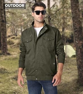EKLENTSON Men's Casual Cotton Military Bomber Jacket Winter Outerwear Windbreaker Cargo Jacket Multi Pockets