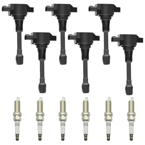 Image of UF550 Ignition Coil Pack & Spark Plugs Compatible with Nissan 350Z Altima Maxima Murano 2019-09 Pathfinder /Infiniti EX35 FX35 G25 G35 JX35 M35 Q50 Q70 QX60 3.5L V6 Replace# C1670 GN10224 22448-JA10C
