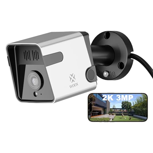 WOOX 2K beveiligingscamera buiten bedraad, wifi-camera voor buitenbeveiliging met behuizing van aluminiumlegering, AI-detectie, sirene-alarm, 2-weg audio, nachtzicht, IP65, 2,4 GHz wifi, werkt met
