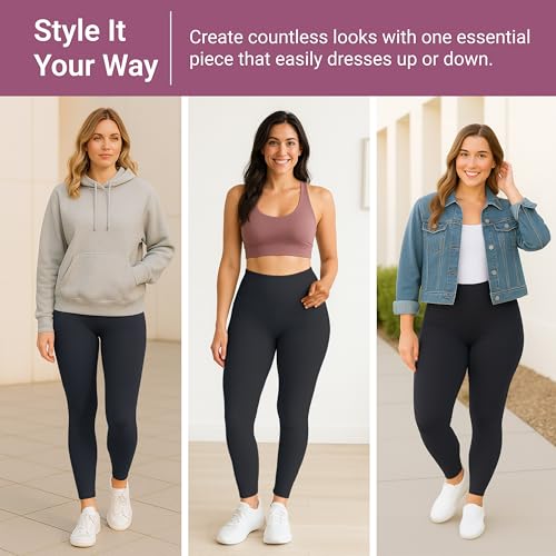 image for SATINA High Waisted Leggings for Women - Capri, Full Length, Fleece an