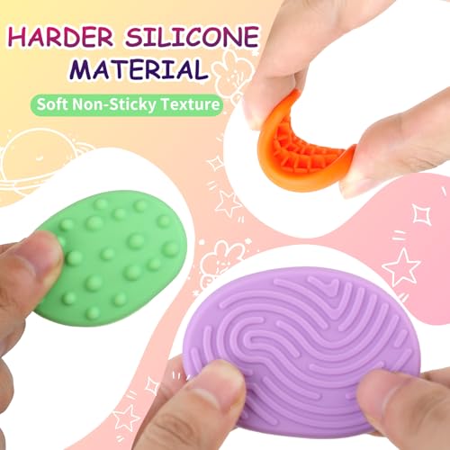 Fidget Toys Sensory Stone for Kids & Adults, 12 Pack Sensory Toys for Kids Autism ADHD, Silicone Textured Worry Stones Sensory Fruits for Stress Anxiety Relief(12 Unique Textures)