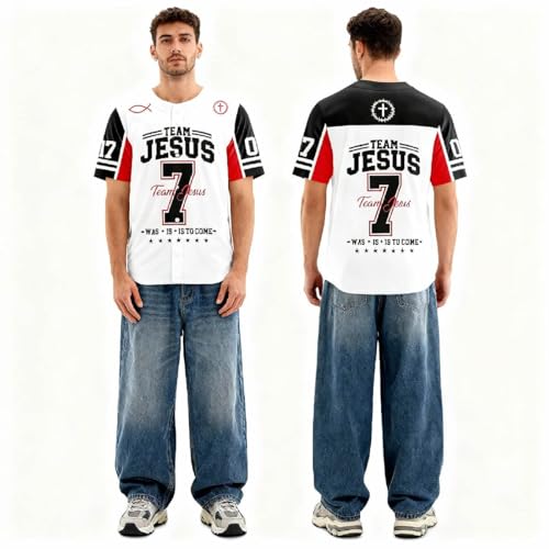 Camiseta Oversized de Béisbol Christian para Mujer y Hombre con Malla, Estilo Deportivo, Gráfico Team Jesus, Religiosa y Transpirable miniatura 6