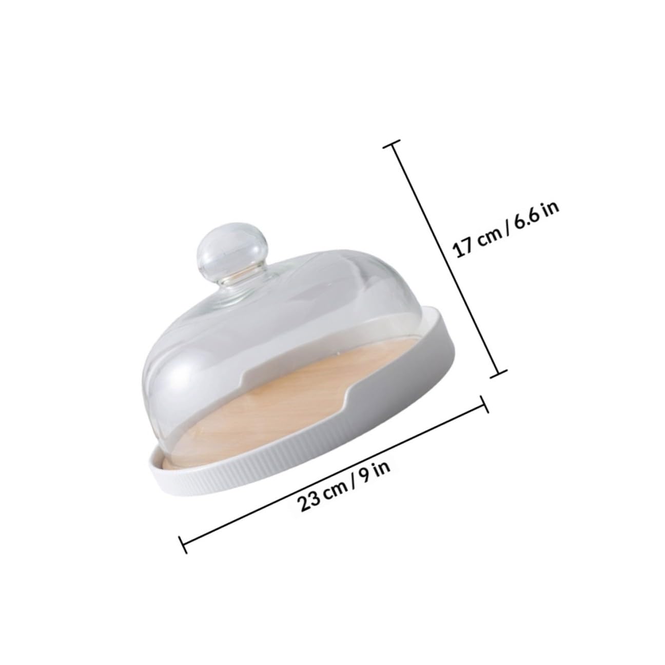 POPETPOP Plateau en Bois avec Couvercle en Verre pour Gâteau, Ensemble 1 Set, Robuste et Facile à Ranger, Design Simple et Élégant pour Fête et Maison