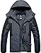 GEMYSE Chaqueta de Esquí Impermeable de Montaña para Hombre Abrigo de Invierno de Lana Antiviento con Capucha (Gris Medio Negro,M)