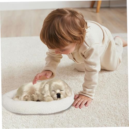 Peluche douce chiot réaliste interactif beige respirant à piles - 6
