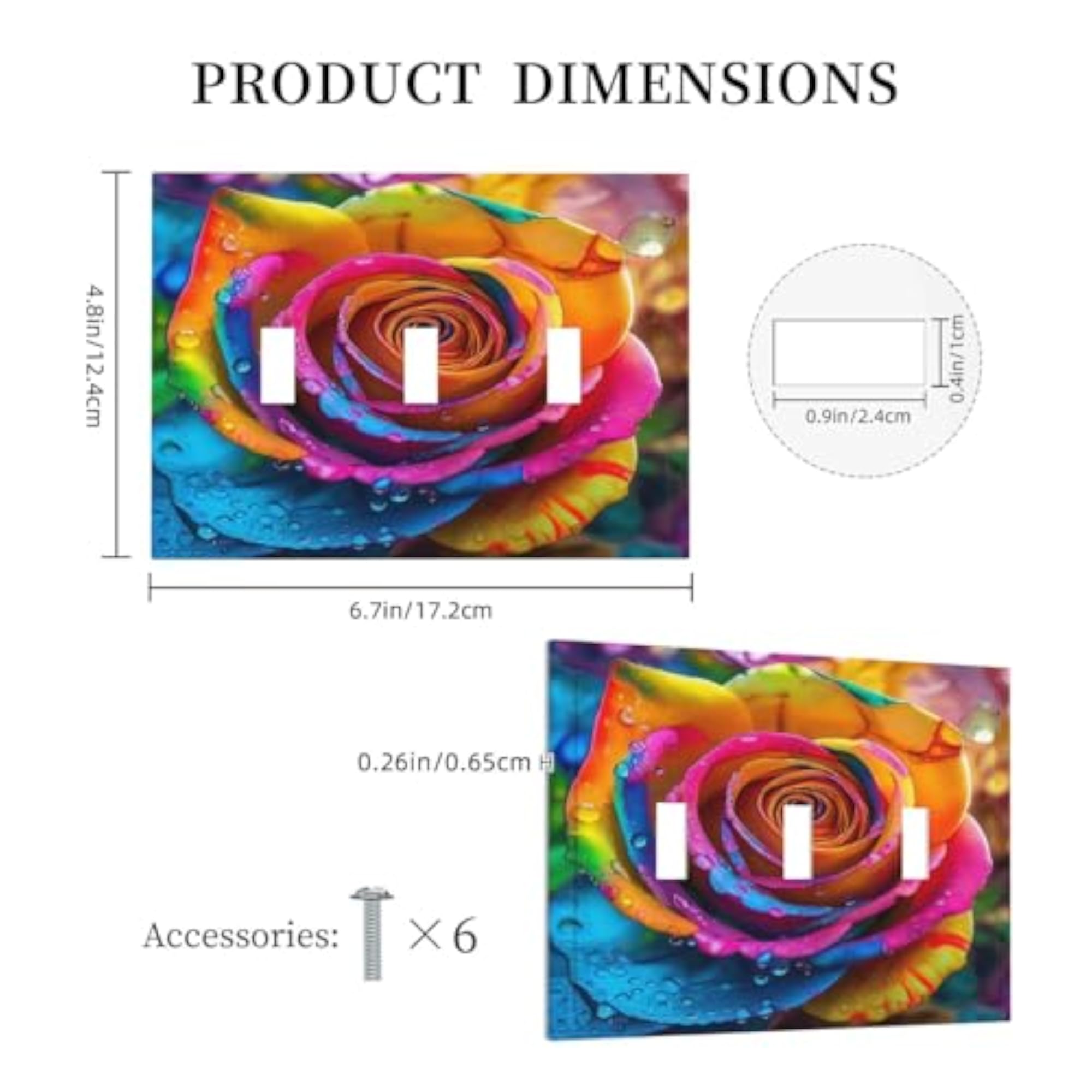 Light Switch Cover Plate Rainbow Rose Flowers