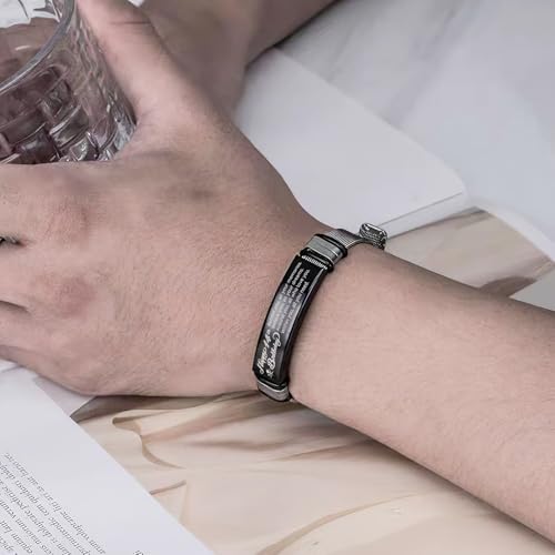 Image of Happy Birthday Stainless Steel Bracelet Engraved with Inspirational Message Customized for Son,daughter,friends,sister,brother