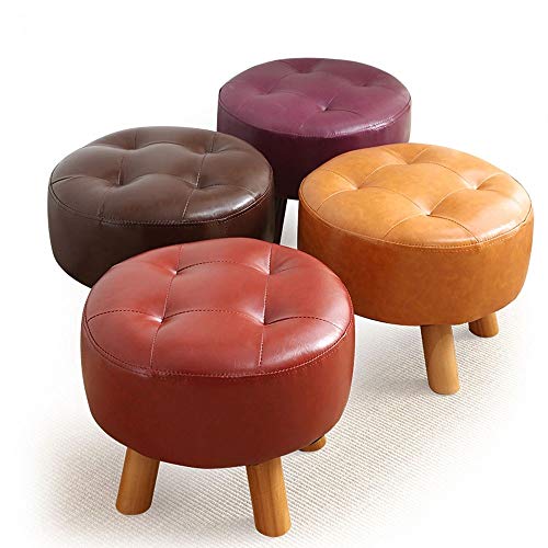 Repose-pieds pour adultes en bois massif et cuir PU pour le salon
