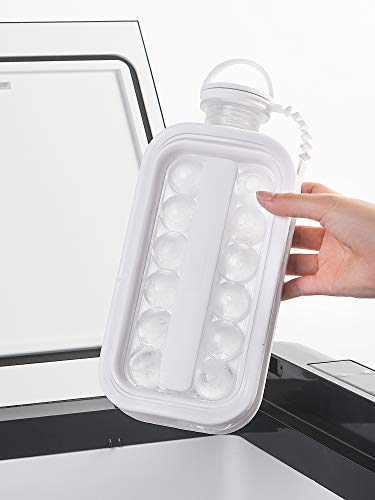 Littlestar Ice Cube Trays 2 In 1 Portable Ice Ball Maker Kettle With 17 Grids Flat Body Lid Cooling Ice Pop/Cube Molds For Hockey,Cocktail,Coffee,Whiskey,Champagne,Beer,Juice,(White) #TOP1