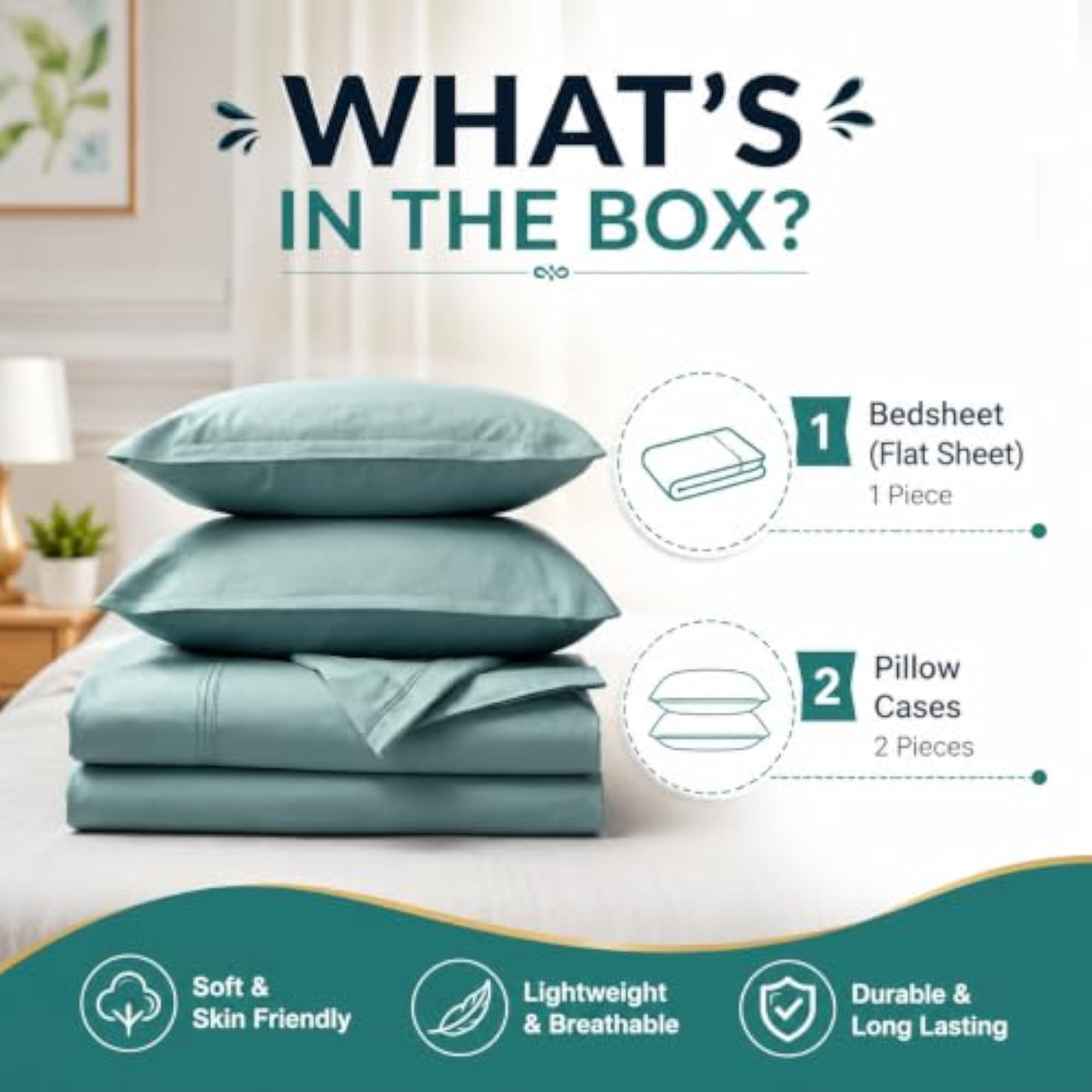 Kozy Cotton Double Bedsheet with Pillow Covers, Printed Design