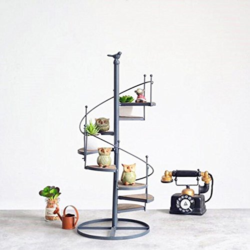 TQ 2Pcs Europeo De Hierro Forjado L Escalera Flor Stand Piso Tipo Giratorio Multi-Capa Escala Pájaro Flor Stand Balcón Sala De Estar Flor Maceta Estante