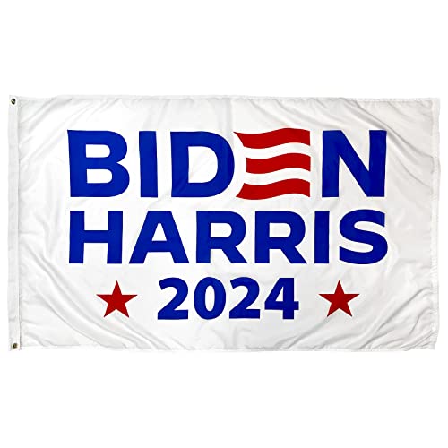 Flagsource Biden/Harris 2024 White, Nylon Patriotic Flag, 3X5' #TOP14