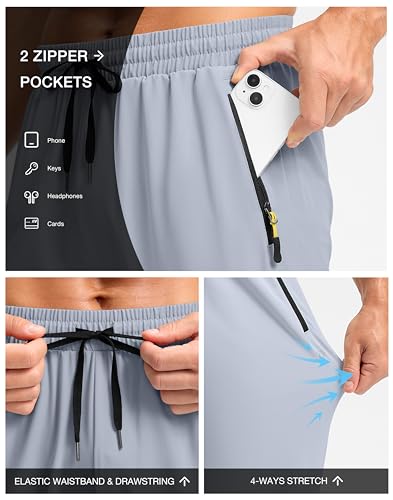 Image of Pudolla Men's Lightweight Hiking Pants Quick Dry Outdoor Sweatpants with Zipper Pockets for Athletic Workout Casual Travel