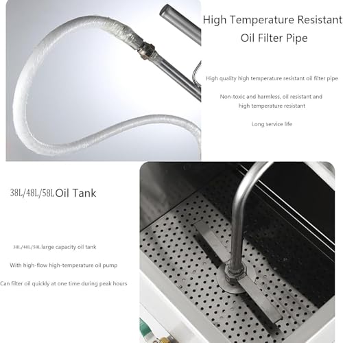 Máquina De Filtrado De Aceite Comercial De Acero Inoxidable para Freidoras, Carro Móvil De Filtración De Aceite para Restaurantes, Sistema Separador De Aceite De Cocina Eficiente, 58 L, 38 L