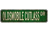 snowsun Metal Sign OLDSMOBILE CUTLASS DR Vintage Signs Retro Tin Signs Aluminum Sign for Bedroom Kitchen Garden Wall Pub Club Coffee Hanging Decor 4x16 Inch
