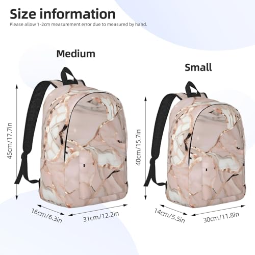 Mochila al aire libre con acabados de mármol oro rosa y costuras reforzadas 4