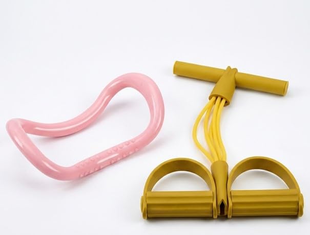 NestU Combo of Extra Strong Pull String Body Building Training Rubber Exerciser and Yoga Ring Pilates Magic Circle Portable Fitness Tool (Pack of 2)-image-42