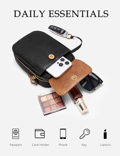 Image of Yarnic Small Crossbody Bag, Vegan Leather Cell Phone Purse for Women, Vintage Wallet Bag with Card Slots