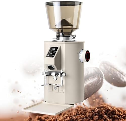 Espresso Coffee Bean Grinder - Commercial Flat Burr Grinder with 9 Precise Settings and Dual Dosing Modes (Black)